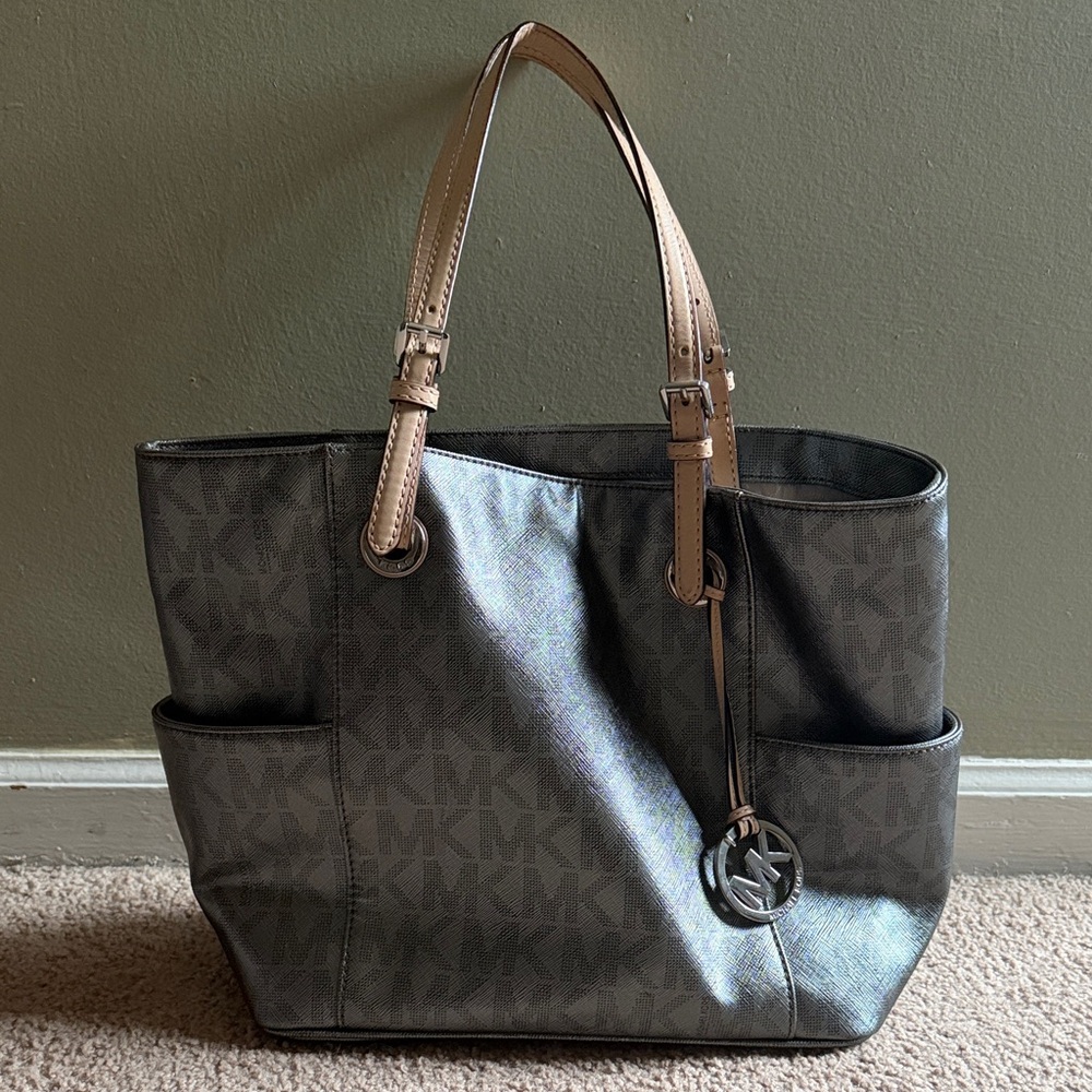 Michael Kors Black and Tan Signature Tote